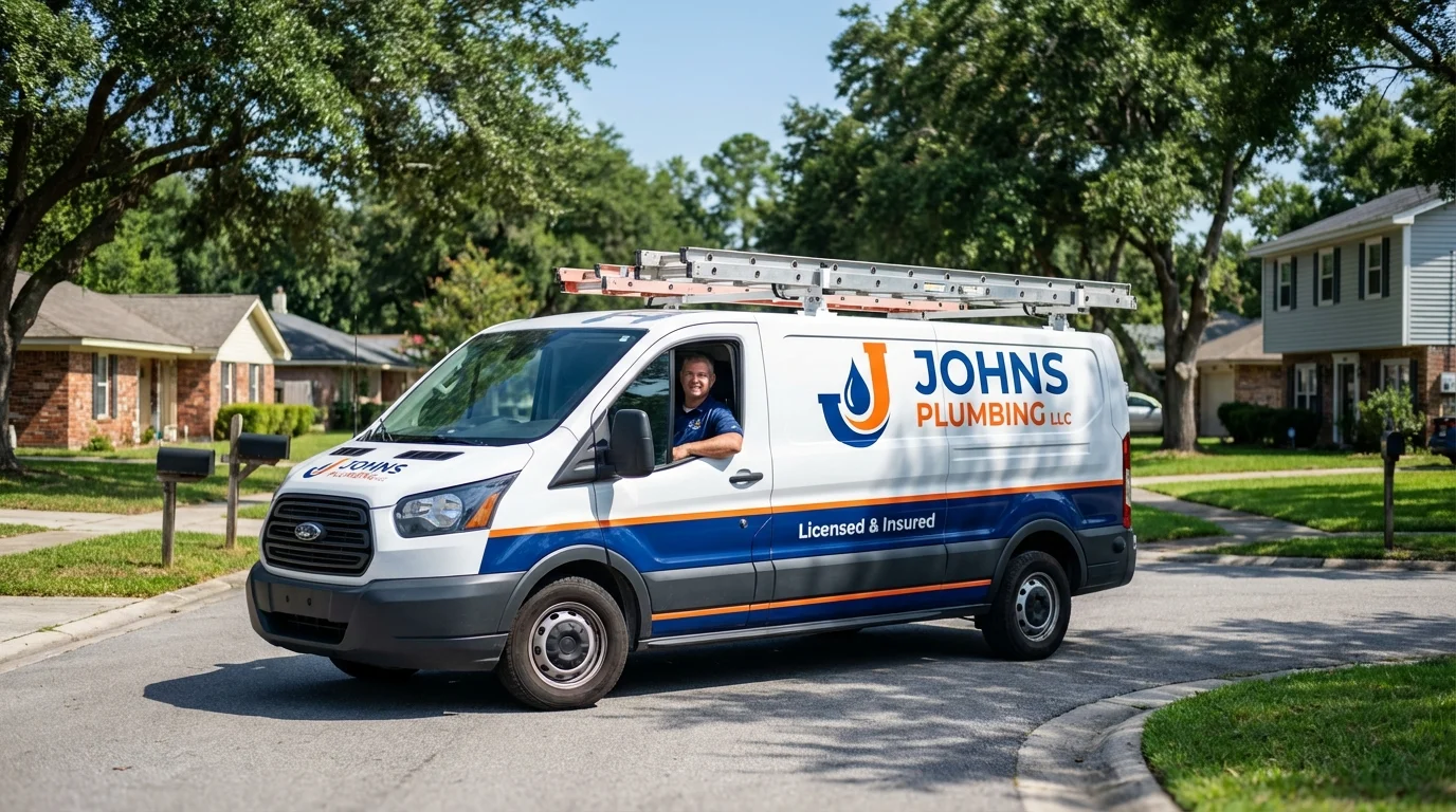 Johns Plumbing LLC service van in Homer, NY