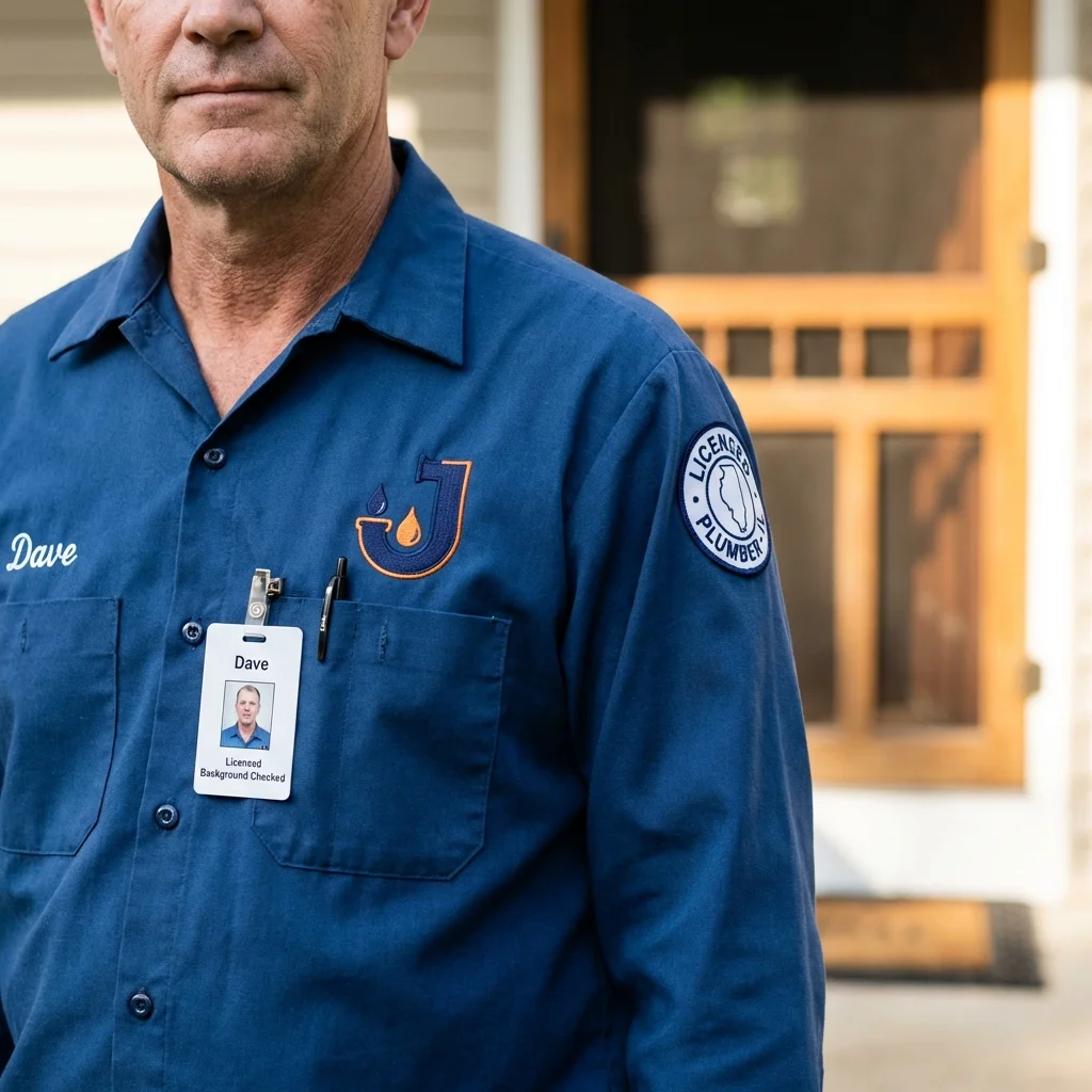 Licensed plumber showing ID badge in Homer, NY