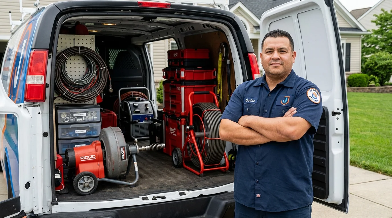 Professional drain cleaning equipment and Johns Plumbing LLC plumber in Homer